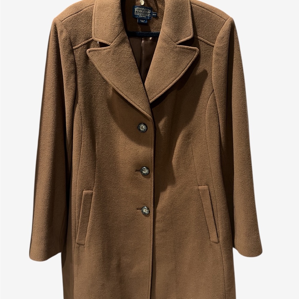 Pendleton Tan Trench Coat Merino Wool Stunning